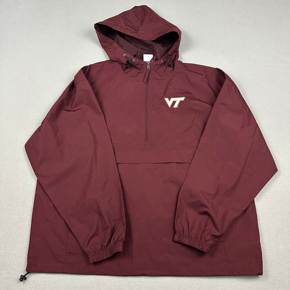 Virginia Tech Hokies Jacket Men 2XL Burgundy Champion Anorak Windbreaker XXL *